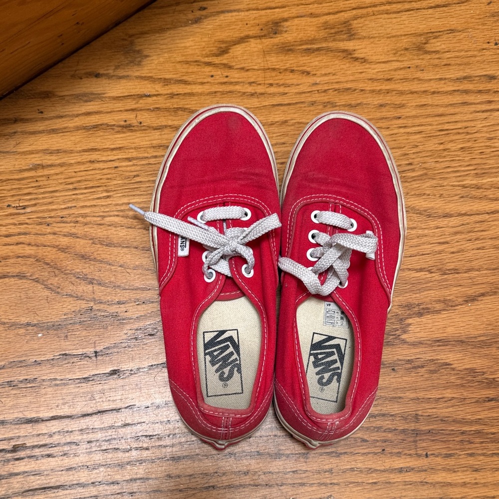 Vans Red Canvas Lace-Up Sneakers with White Laces